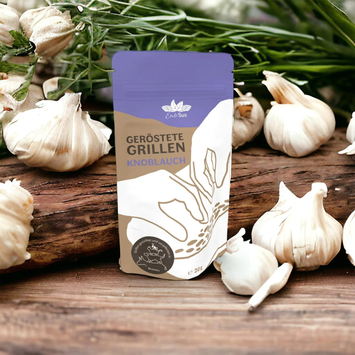 Geröstete Grillen 'Knoblauch' – Knuspriger Protein - Snack mit intensivem Geschmack - LECKERinsekt